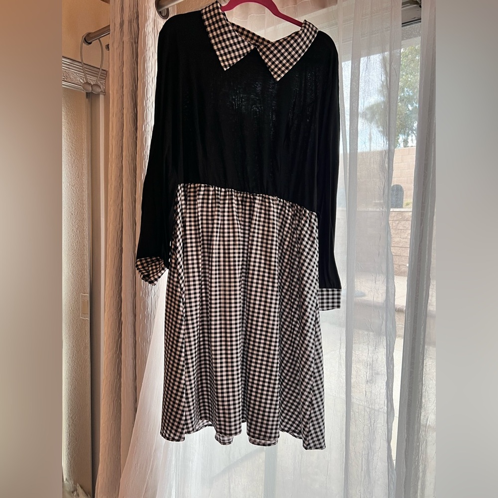 BloomChic Monochrome Checkered Dress